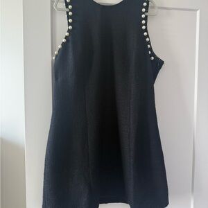 Black Sleeveless Dress with Pearl Accents